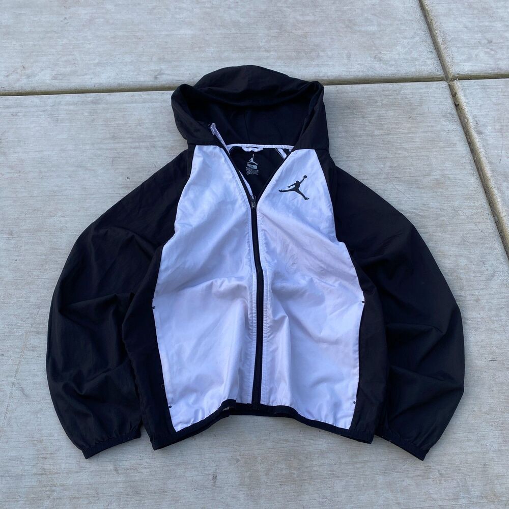 Jordan Jumpman Black White Windbreaker Retro Streetwear Jacket - Picture 3 of 8